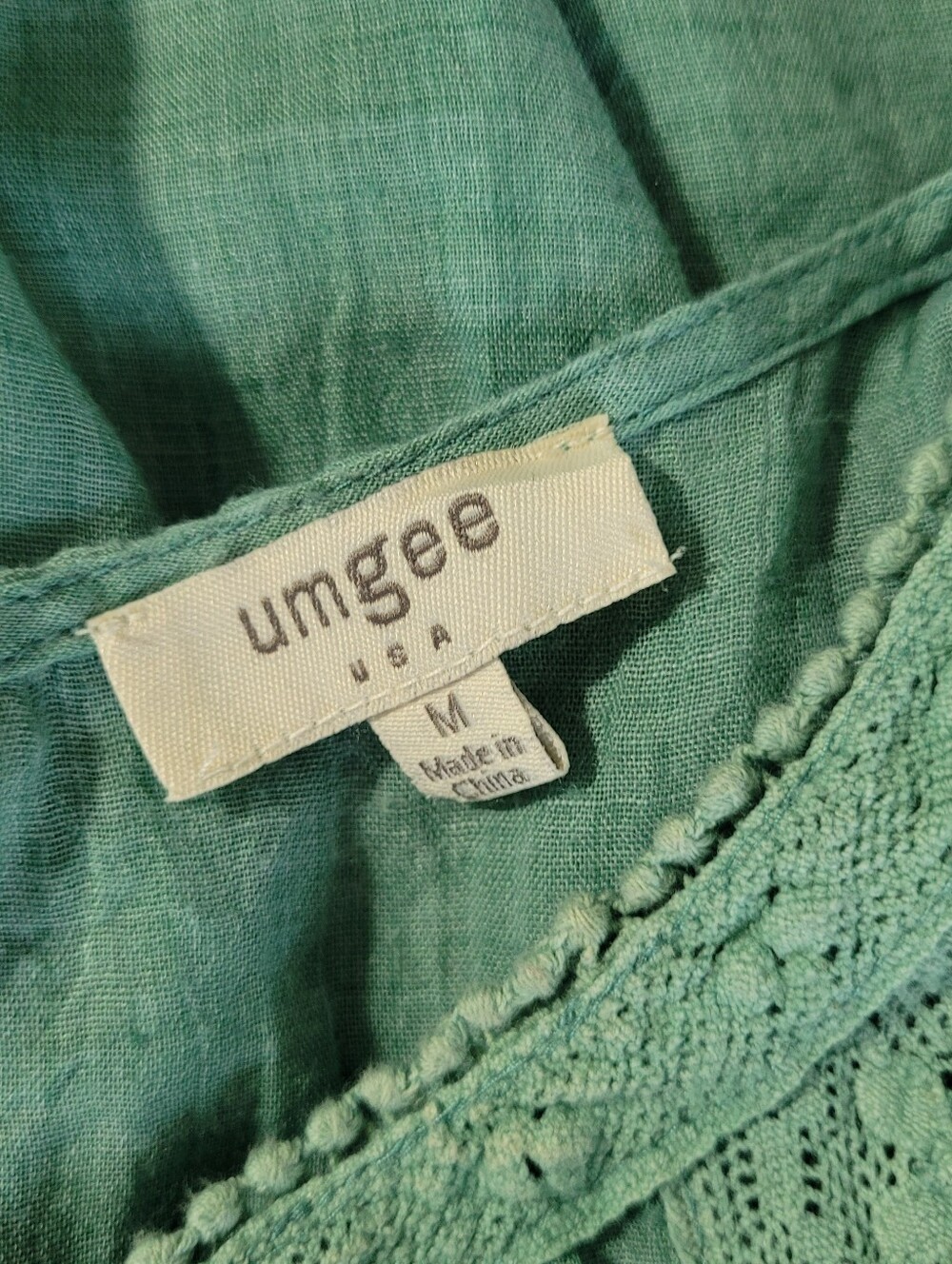 Umgee Mint Sage  Bohemisn Relaxed Shit Silhoutte Women' Cotton Blend Dress Medui - Picture 6 of 9